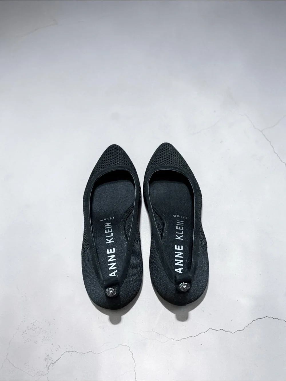 Anne Klein Black Pointed Knit Slip-On Flats - Picture 5 of 8